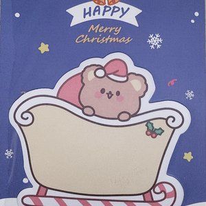 Kawaii Kuma bear Christmas sleigh sticky note memo pad notepad